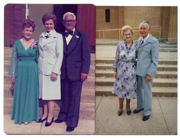 Left photo: from left, Mrs. Paulionis, Ann Urbanckas, Augie Paulionis. Right photo: Ann & Alfred Urbanckas.