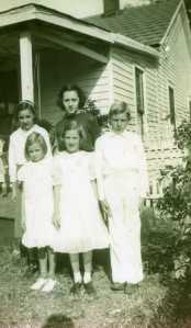 The Kavirt kids, front row, left to right: Delores, Alice and Willie. Back row, left to right: Bernice and Lillian. Late 1930s.