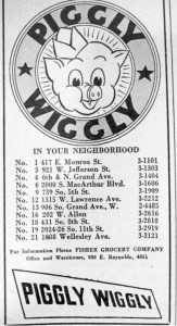 Piggly Wiggly Advert Springfield, IL Illinois Bell Telephone Book,1950